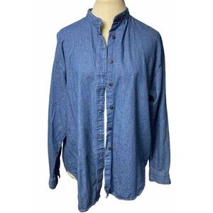 Vintage Robin Sinkler Women Denim Shirt Size L Long Sleeves